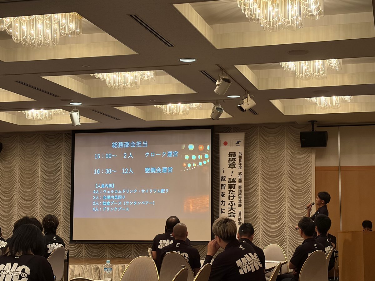越前たけふ大会の進捗状況を共有する様子